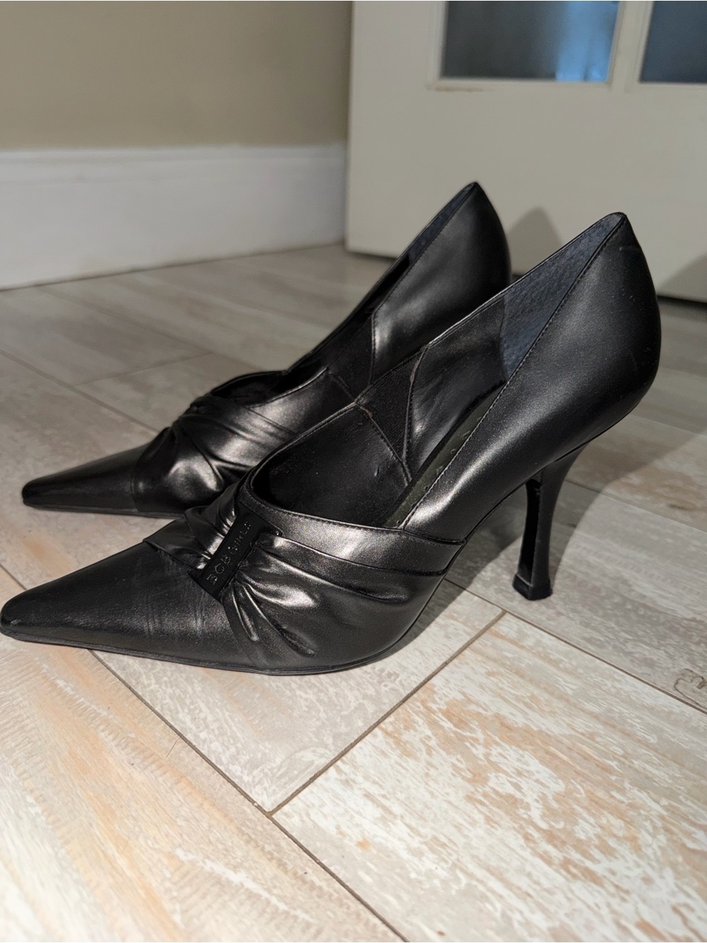 BCBGirls Black Pointed-Toe Ruched Pumps - Picture 2 of 3